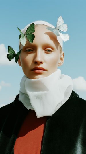 Serene Human with Butterflies